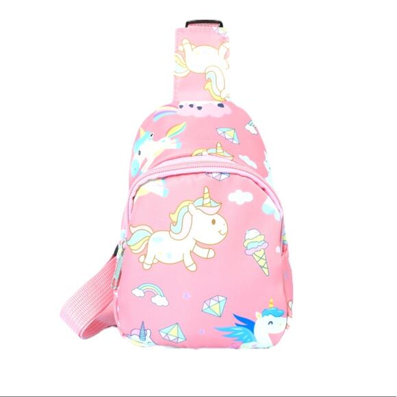 Kids Pink Unicorn Chest Sling Bag - Picture 2 of 6